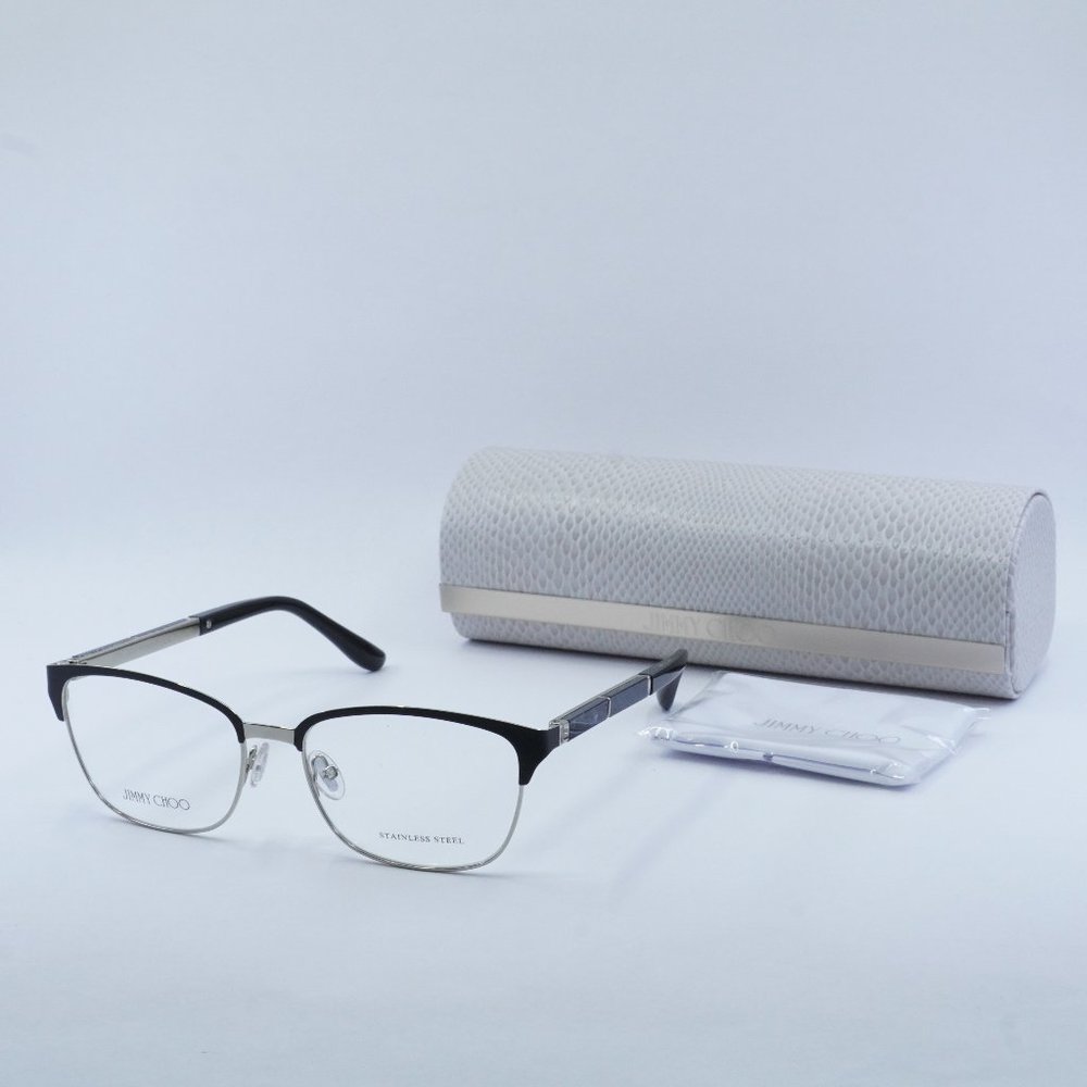 Jimmy Choo JC192 0003 00 Rectangle 54mm Eyeglasses - Matte Black/Silver